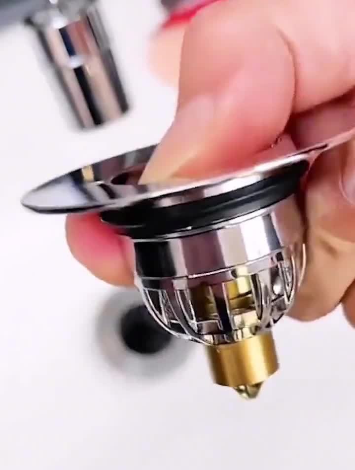 洗脸盆弹跳过滤塞,防堵防臭,再不怕东西掉下水道了-度小视