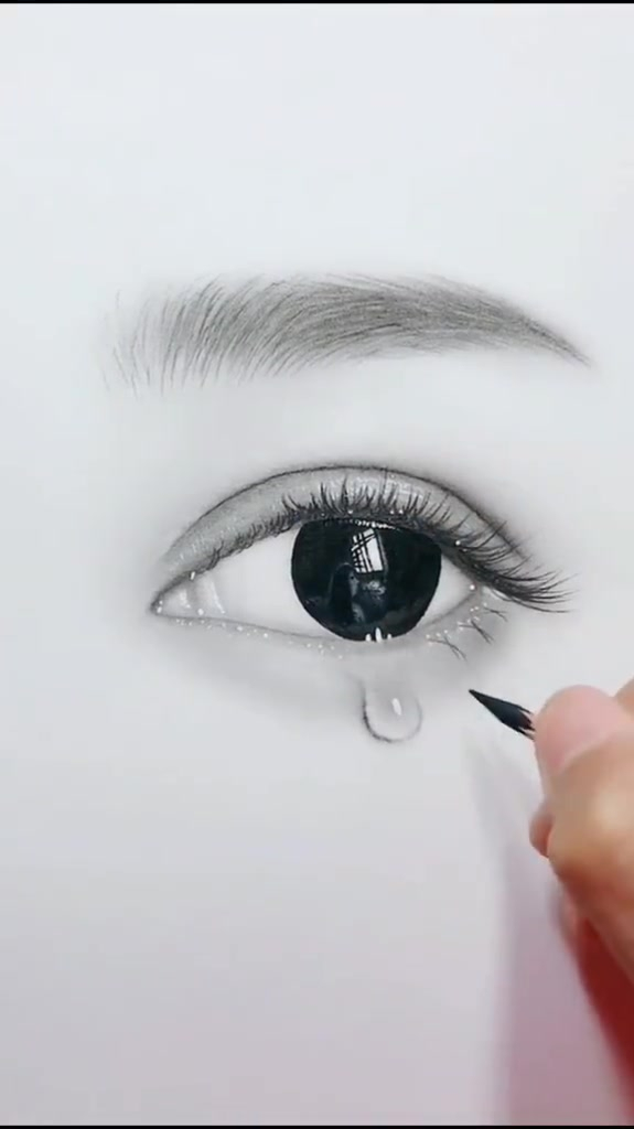 素描学素描素描眼睛女孩子不要流泪