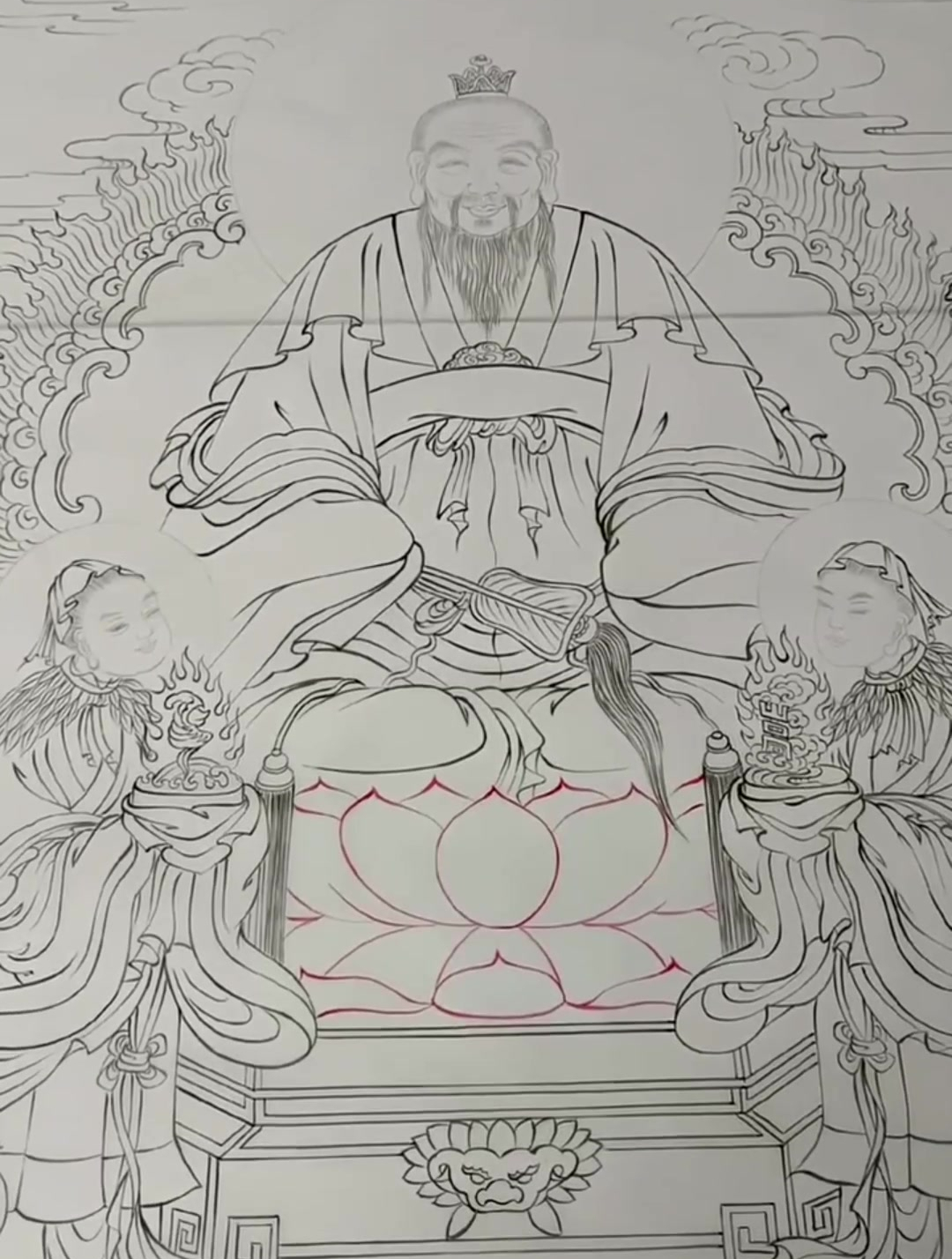 五方五老之东方青帝,国画,工笔人物画,手绘图,爱国爱教