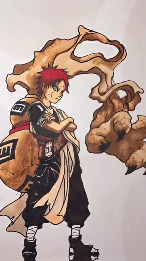 手绘火影忍者,我爱罗