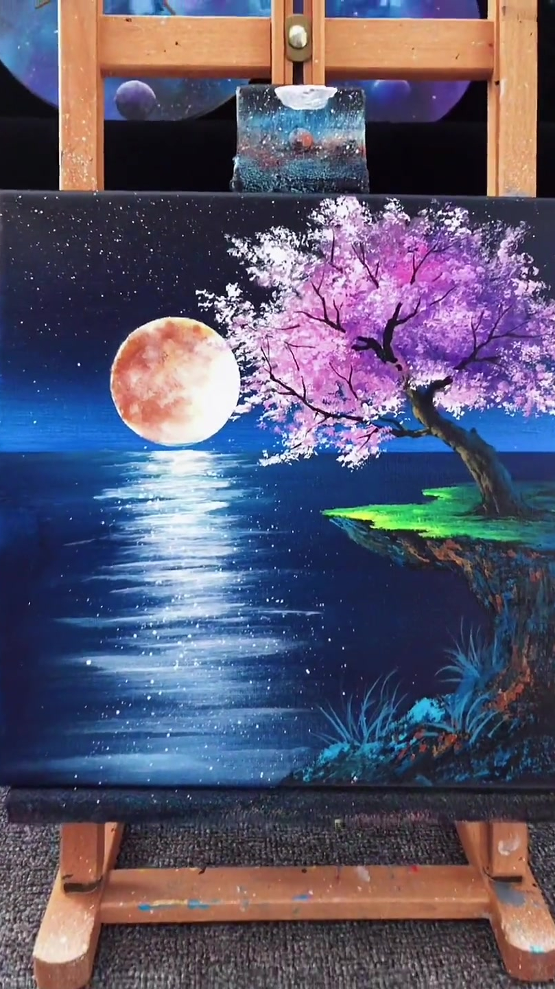 好看不,喜欢不,丙烯画星空画,喜欢就学起来