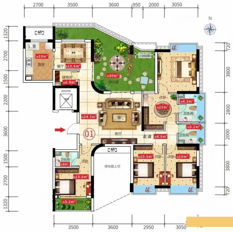 185平米第四代空中合院大户型