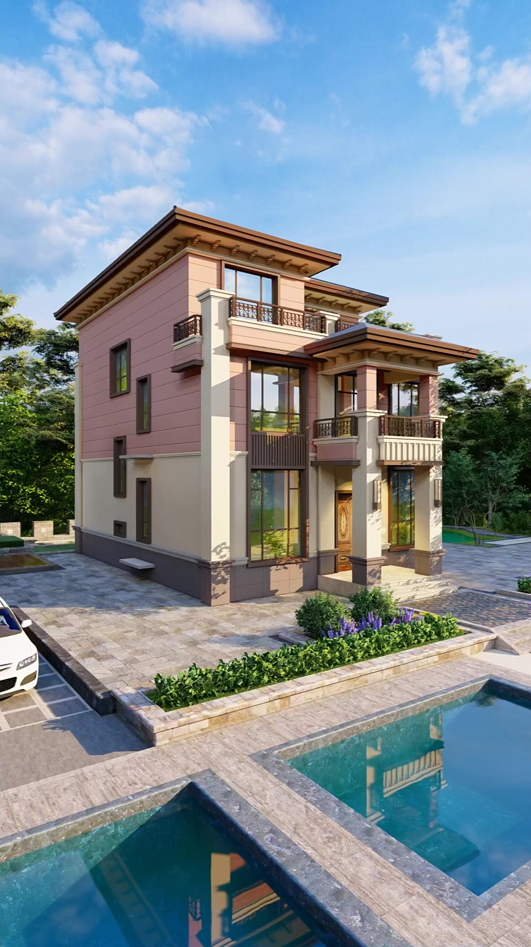 进深14米3长别墅设计图纸三层新中式网红农村楼房建房图纸效果图大全