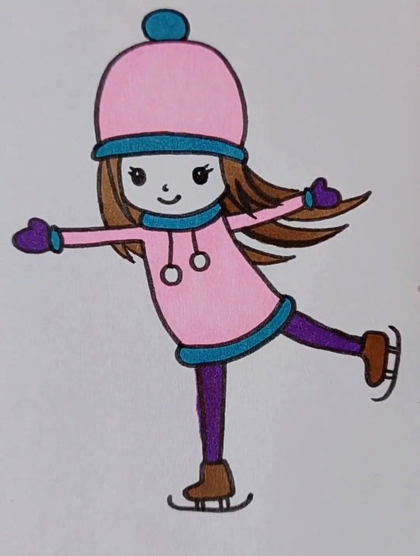花样滑冰简笔画有颜色图片