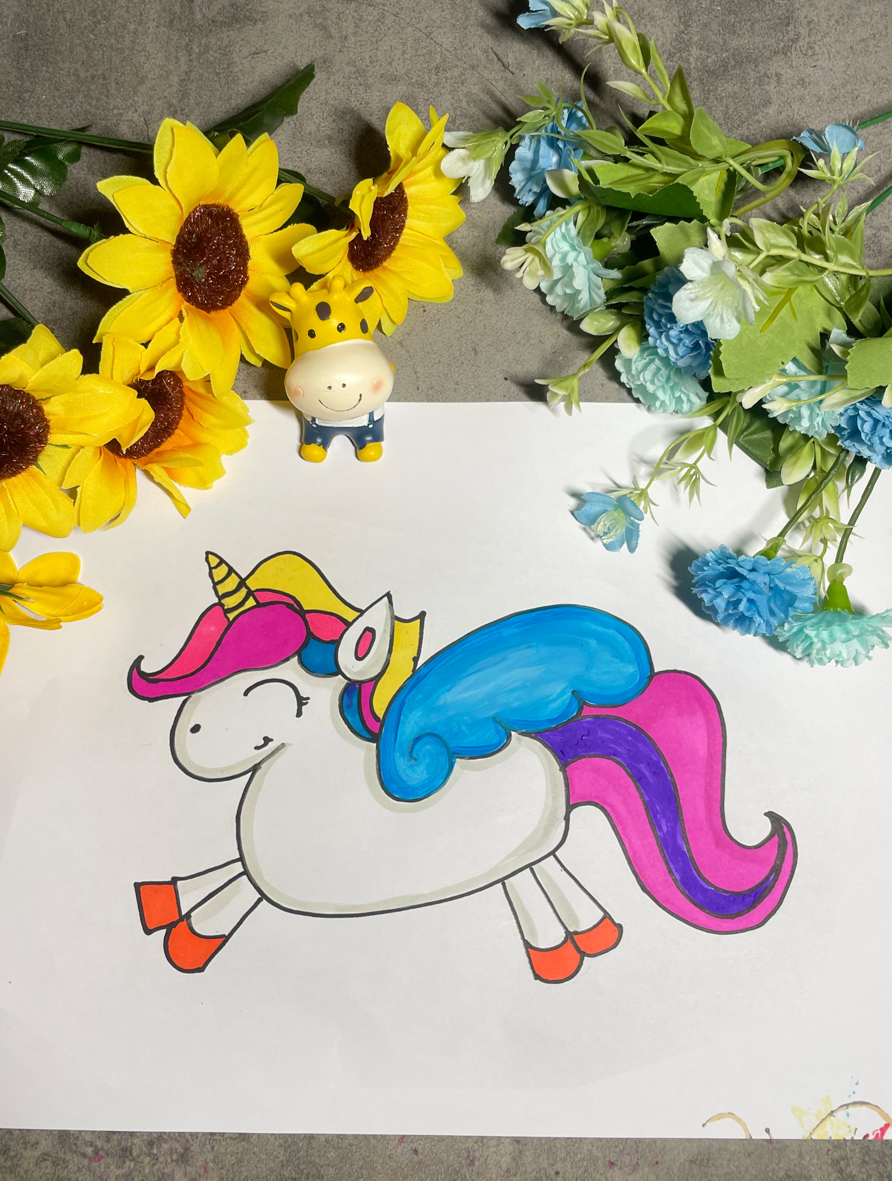 独角兽出没!孩子喜欢的可爱儿童简笔画,教你一步完成