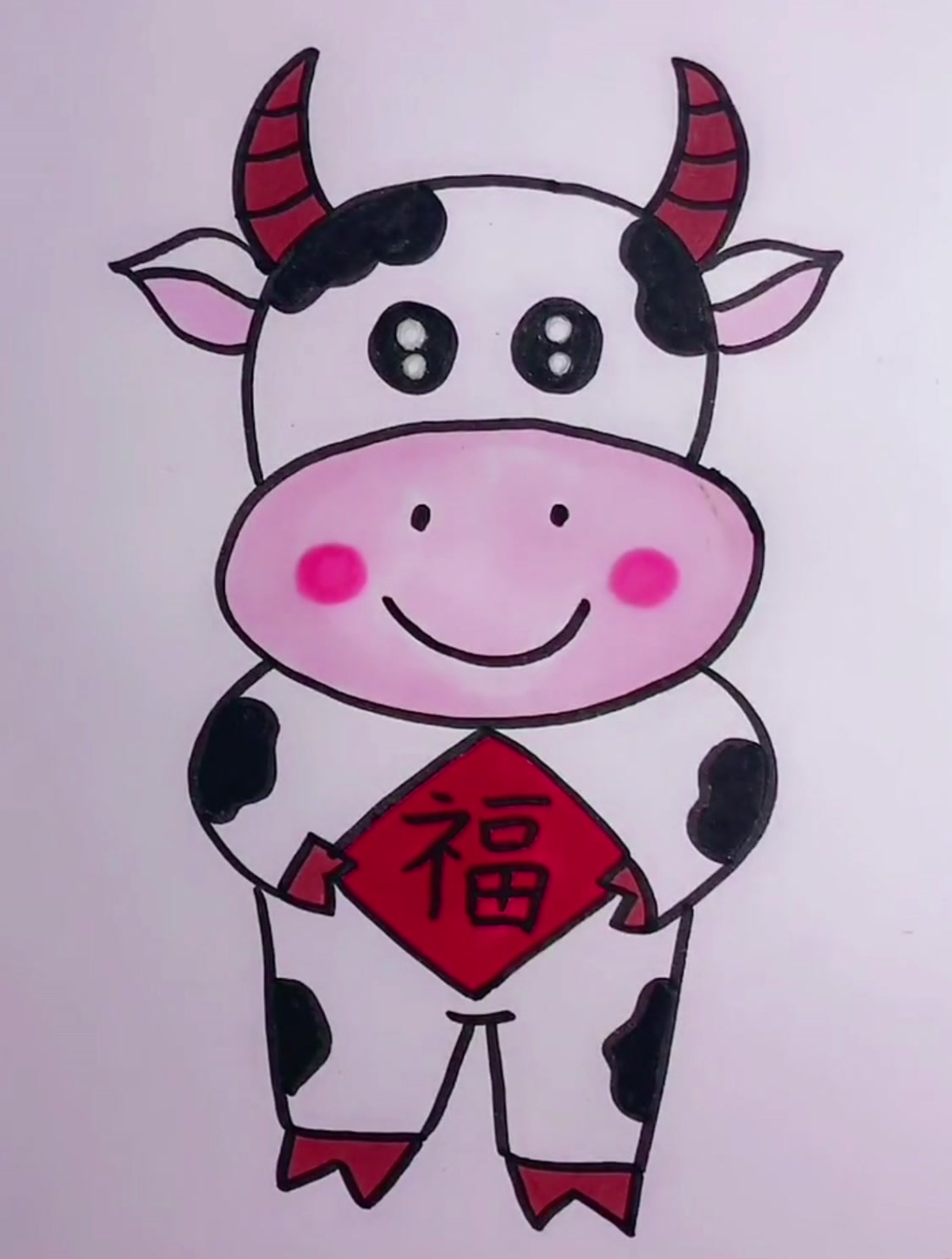 小奶牛简笔画,简单又可爱,一起试试吧!