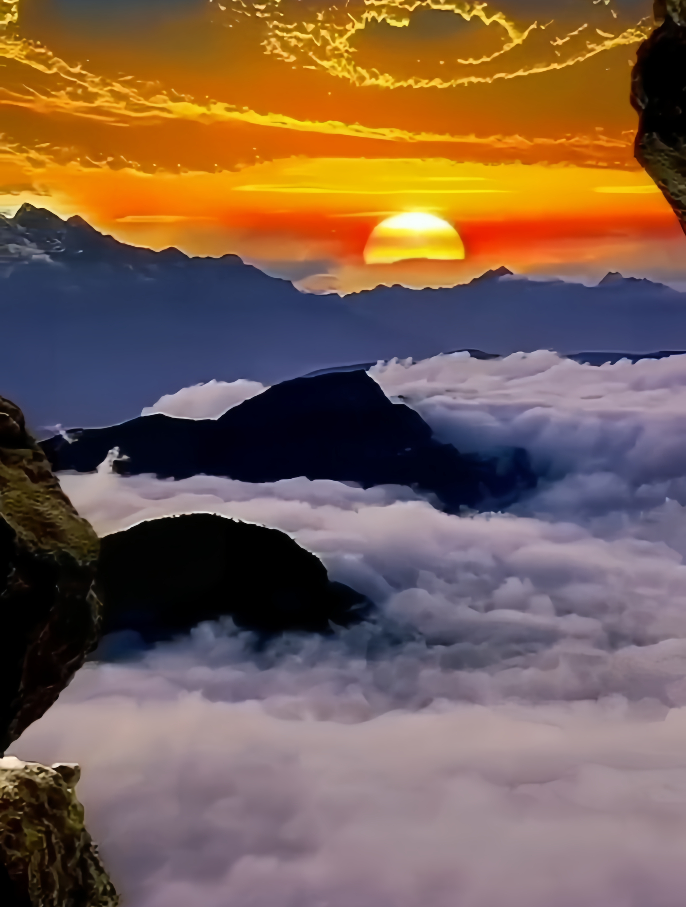 秦岭风景 云海晚霞 人间仙境美如画