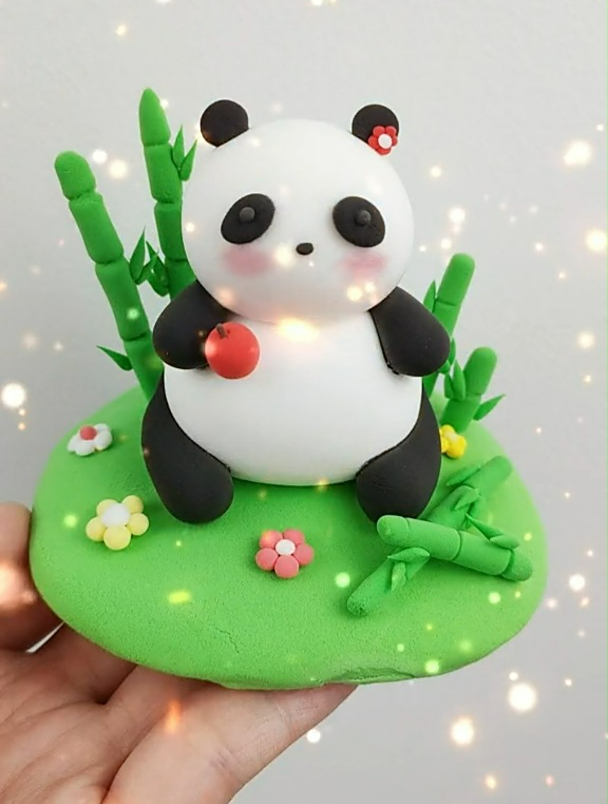 用超轻黏土捏一个熊猫,可爱又好看,还能当摆件,赶快试一下吧-度小视