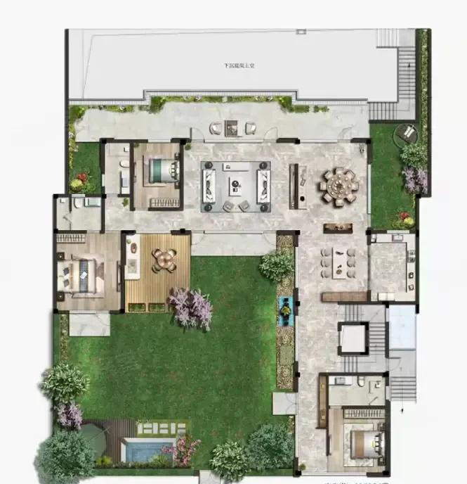 450平米三层合院别墅富含中式优雅气质