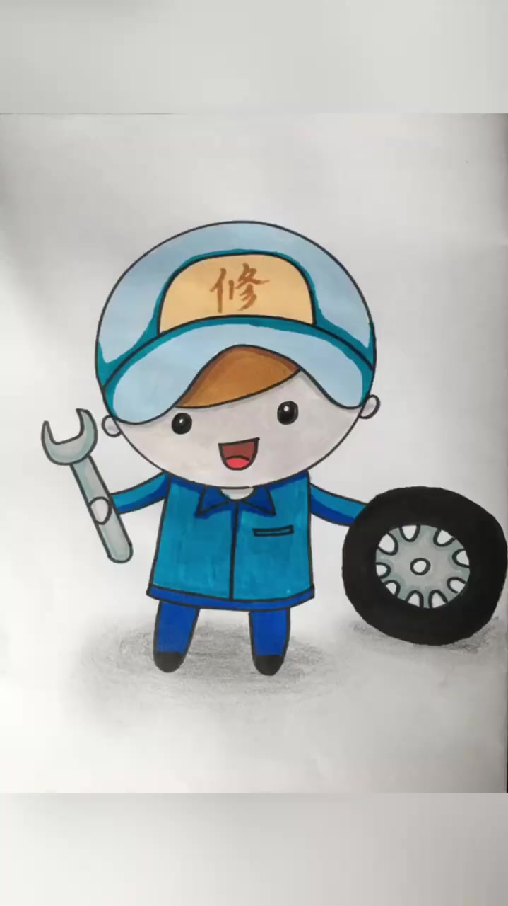 圆形创想之不同职业——q版修理工原创创意美术-度小视