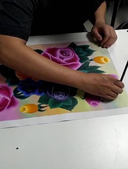 组合排比大花彩绘手绘美甲零基础入门排笔画-度小视