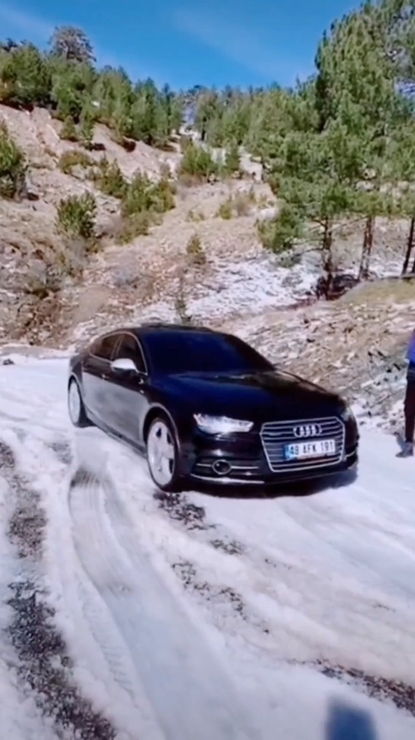 奥迪雪地行驶,这是赶上越野了