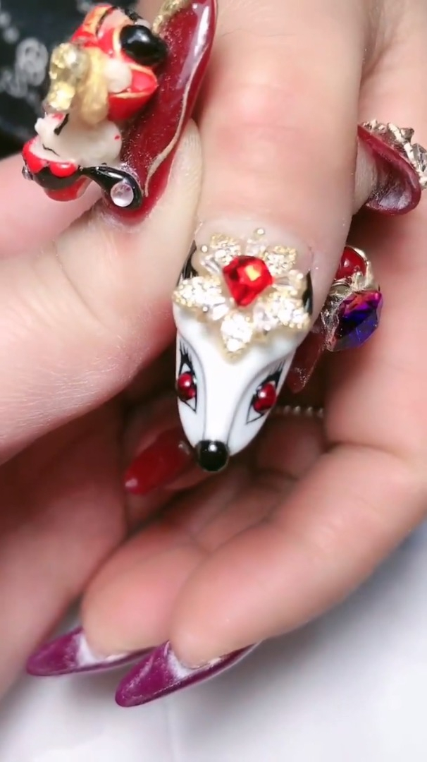 立体狐狸美甲教程