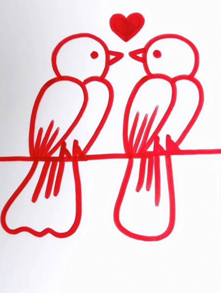 爱情鸟简笔画,四个数字2画爱情鸟,跟我组队学起来吧!