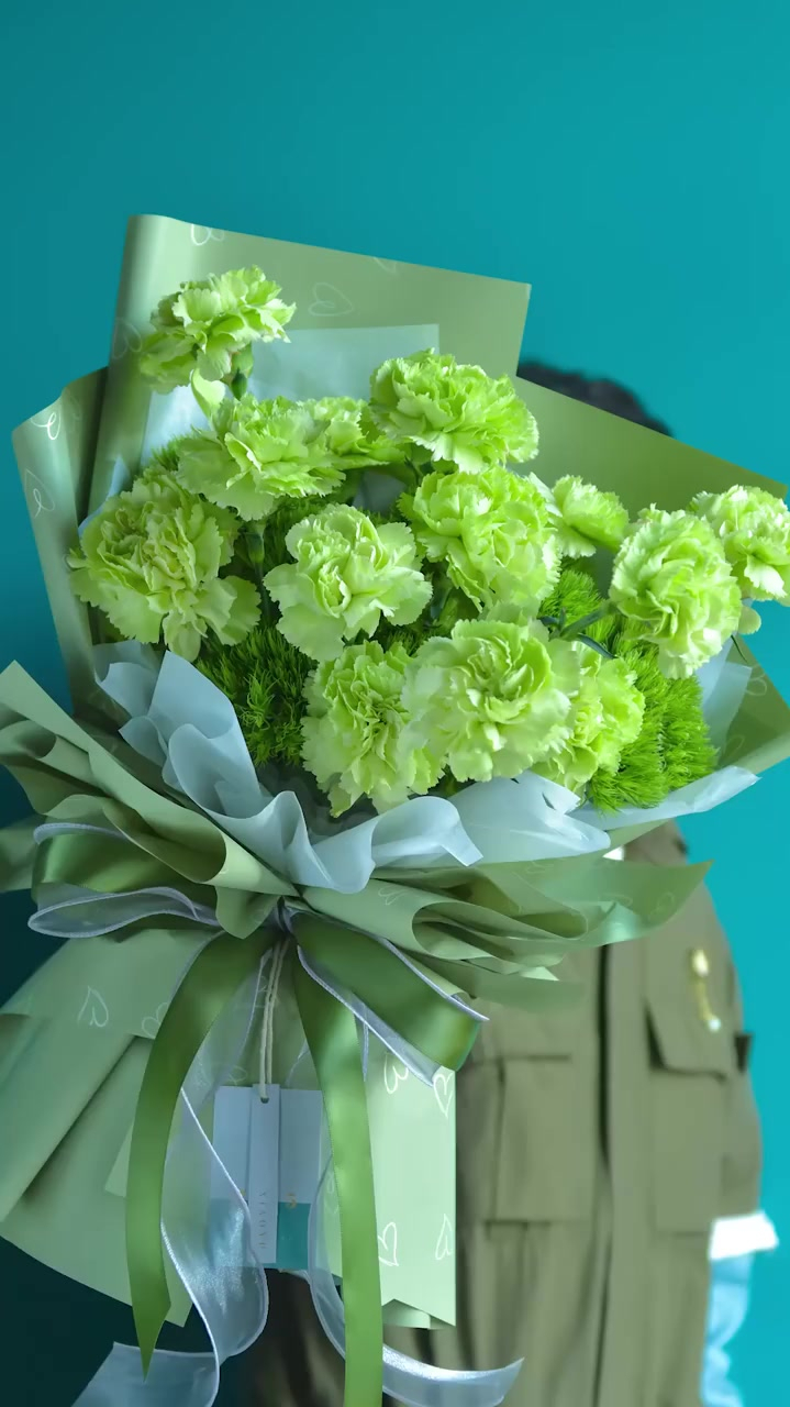 绿色康乃馨花束制作