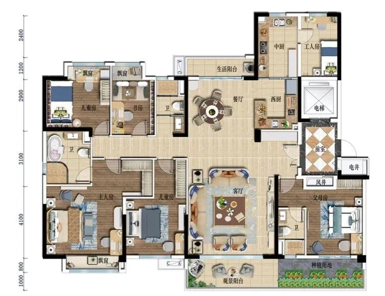 220平米大平层户型,在完美格局中感受诗意人生