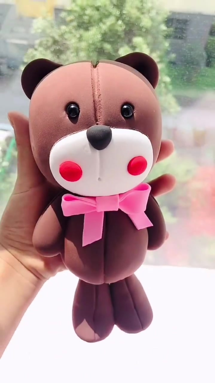 用废弃粘土做一个超级大的粘土熊废粘土利用～