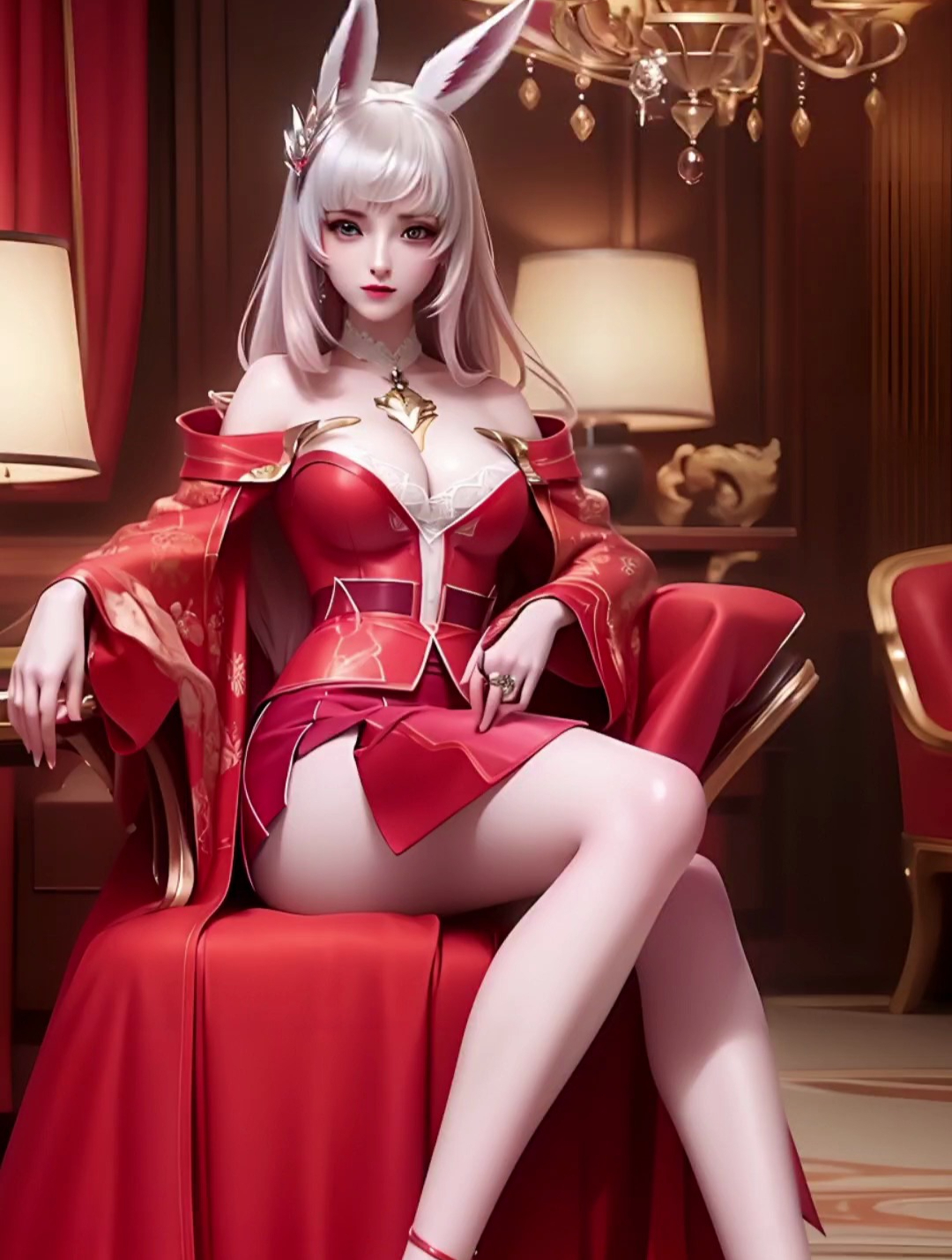 夜晚的火焰,公孙离红色高跟鞋丨(ai图片)王者荣耀