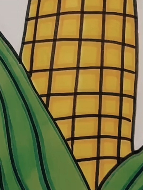 创意手掌画玉米简笔画,简笔画教学