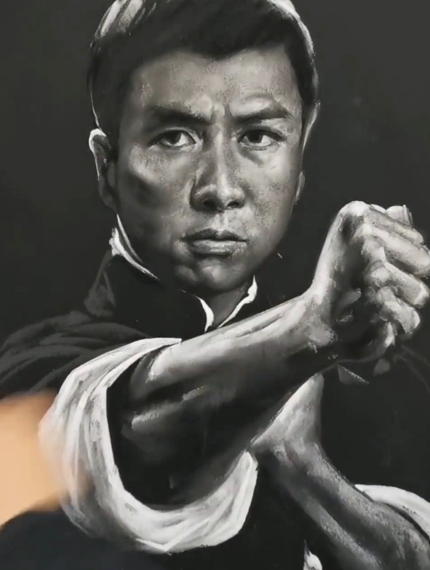 粉笔画叶问,叶问蹲你能做到吗?试试看吧-度小视