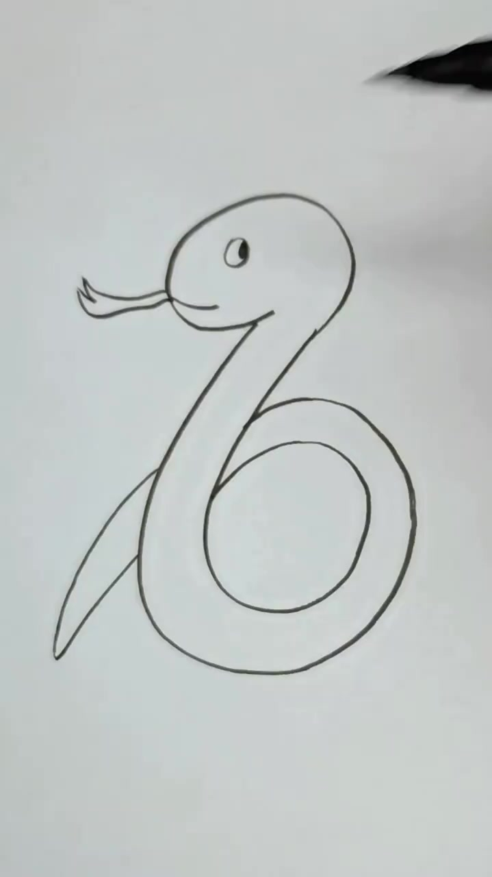 数字6画蛇5秒学会简笔画0基础也能学会