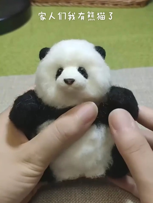 羊毛毡熊猫花花,我也有自己的熊猫了