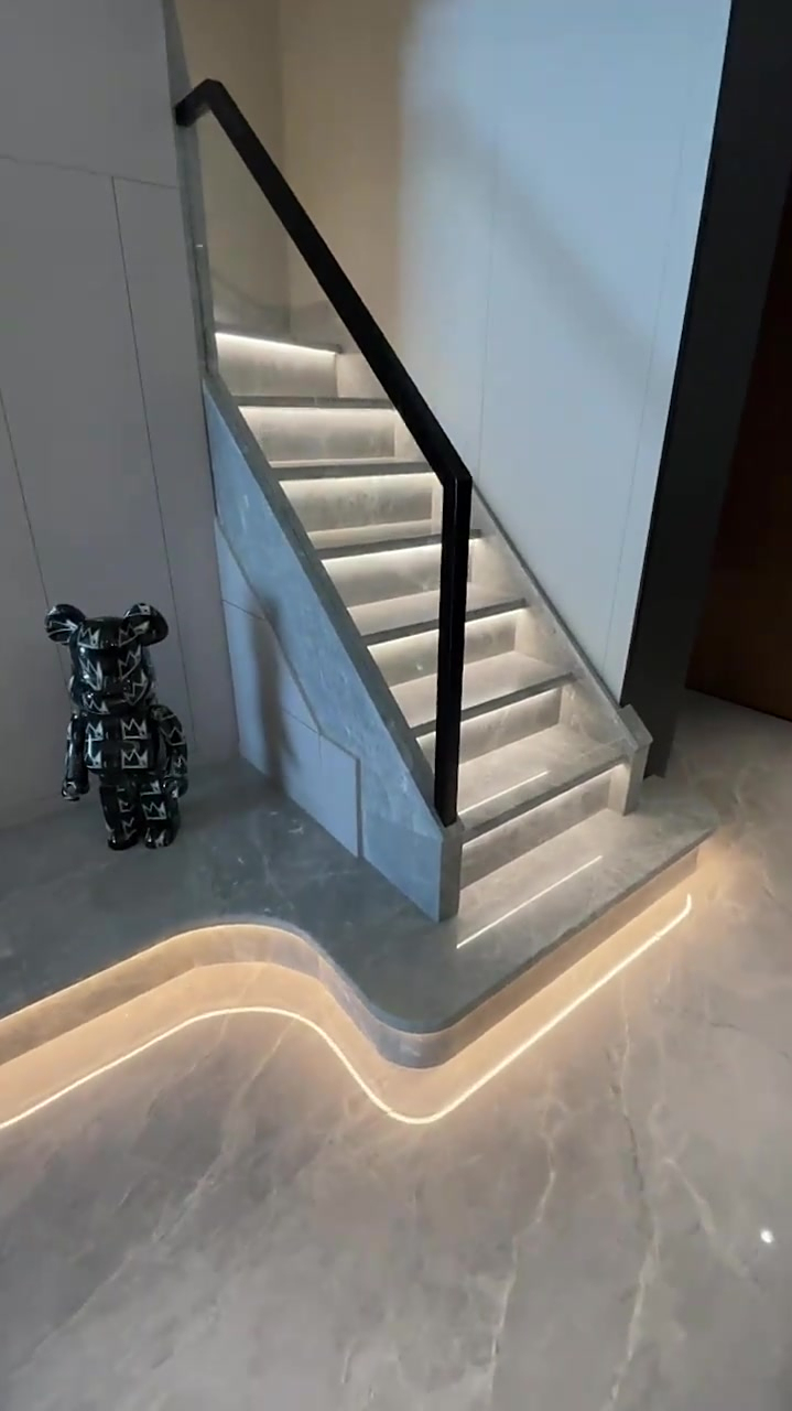 别墅,复式楼梯装修设计网红大理石楼梯