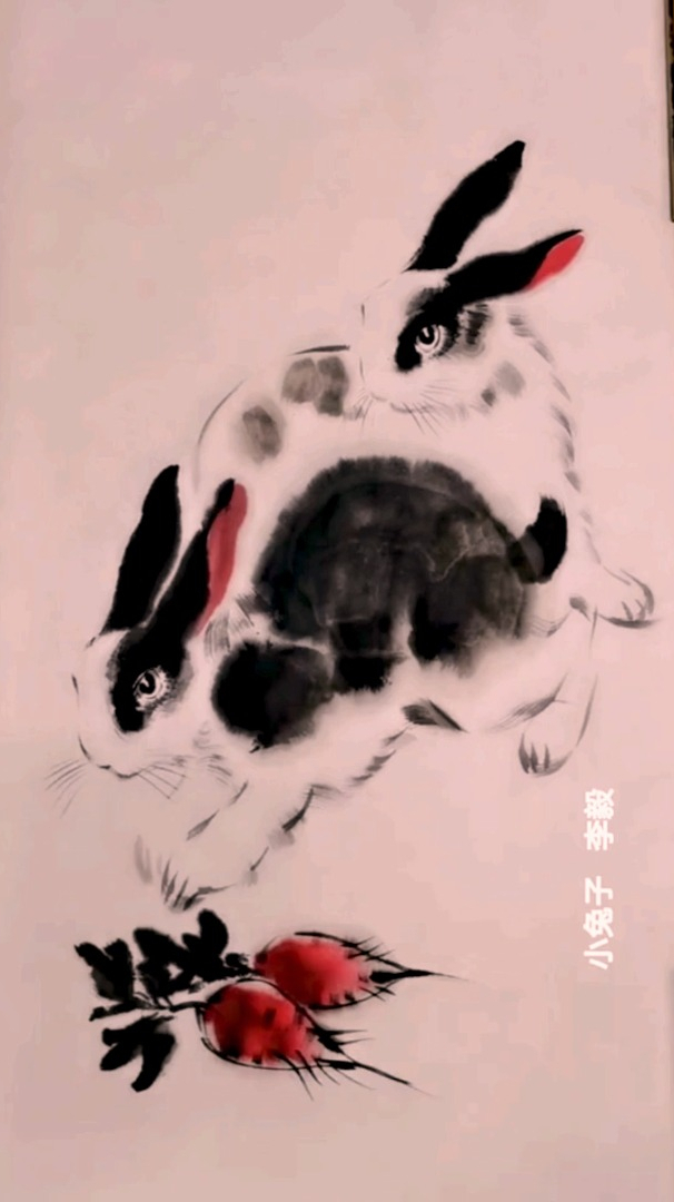 画家李毅,中国写意画,小兔子-度小视