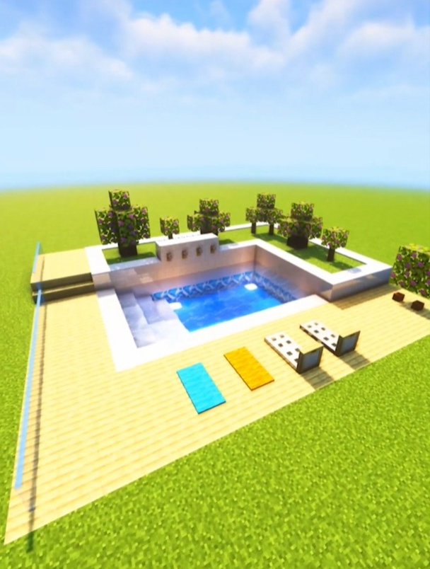 我的世界:现代泳池搭建 mc 我的世界 我的世界建筑