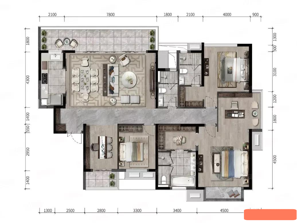 220平米奢华三连横厅大户型,优雅无处掩藏