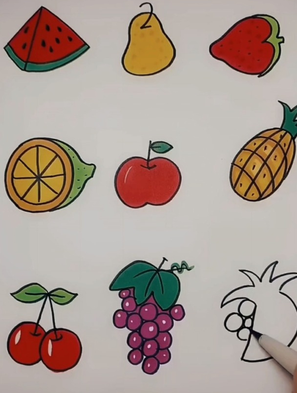 创意数字画水果简笔画,简笔画教学-度小视