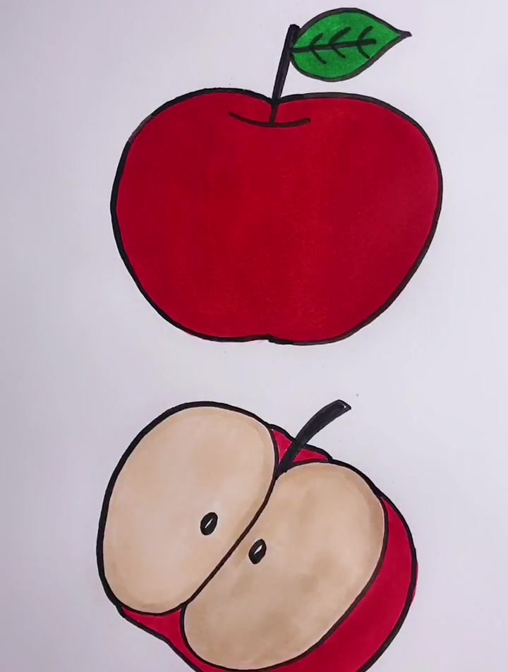 苹果怎么画,苹果简笔画教程,超级简单苹果画法学起来!