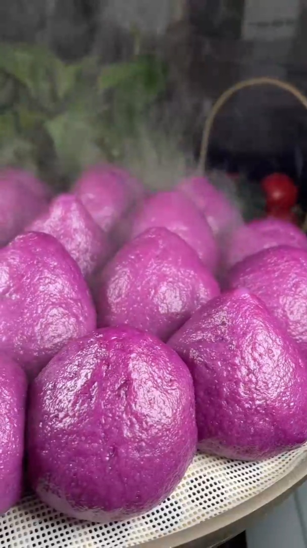 紫薯窝窝头出锅啦30秒就能学会你也试试吧