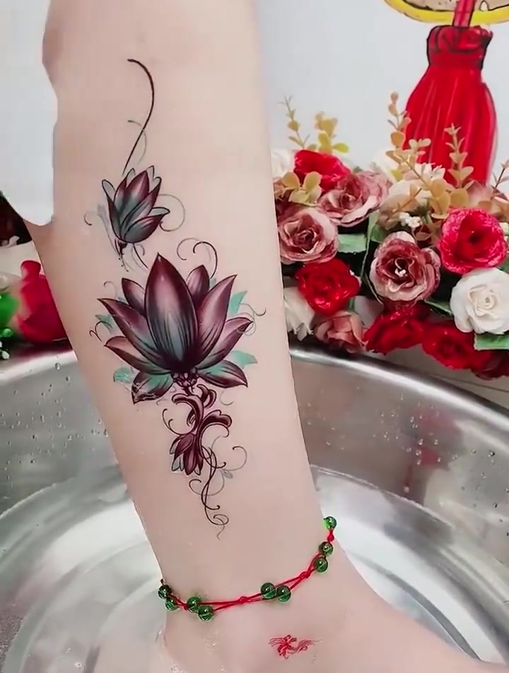 纹身贴防水女持久小清新性感玫瑰花朵蝴蝶逼真胸前3d小图案锁骨贴-度