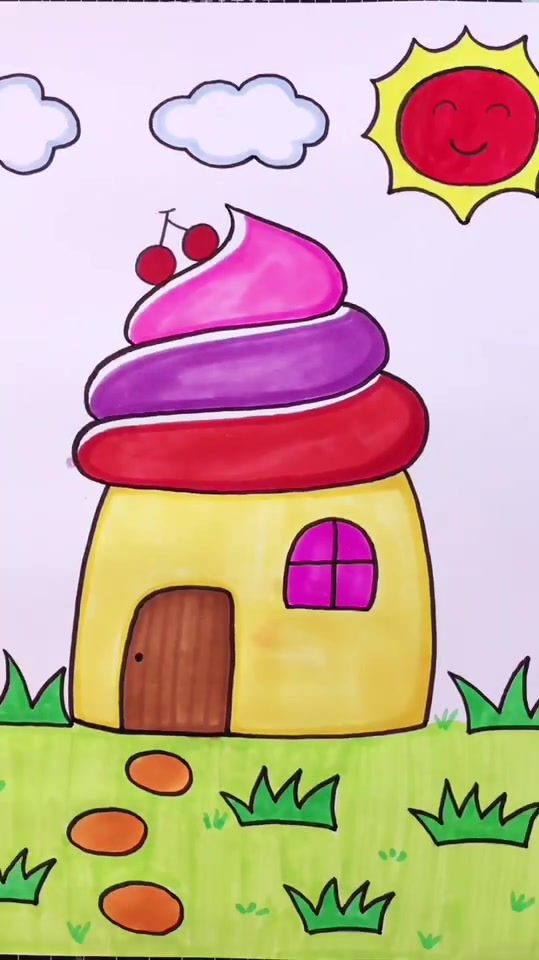 创意冰激凌房子简笔画