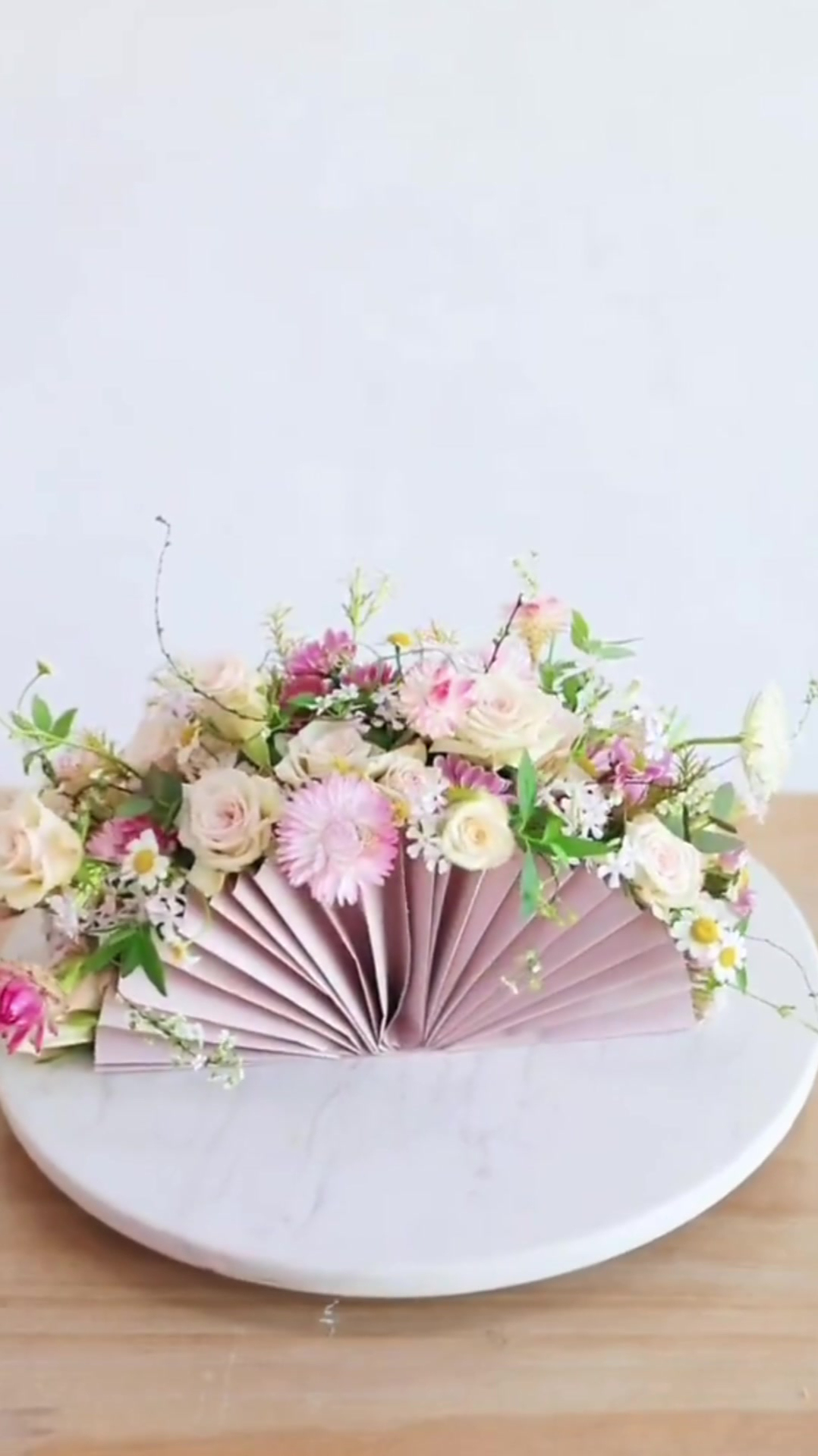 扇形插花桌花制作教程