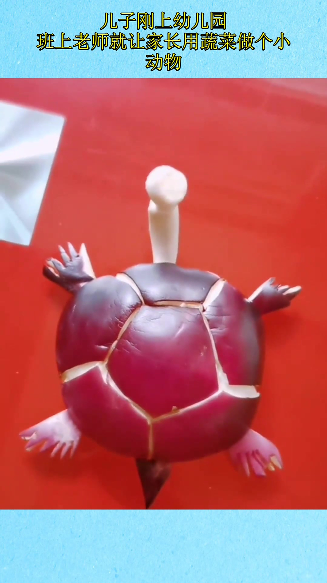 儿子刚上幼儿园,班上老师就让家长用蔬菜做个小动物