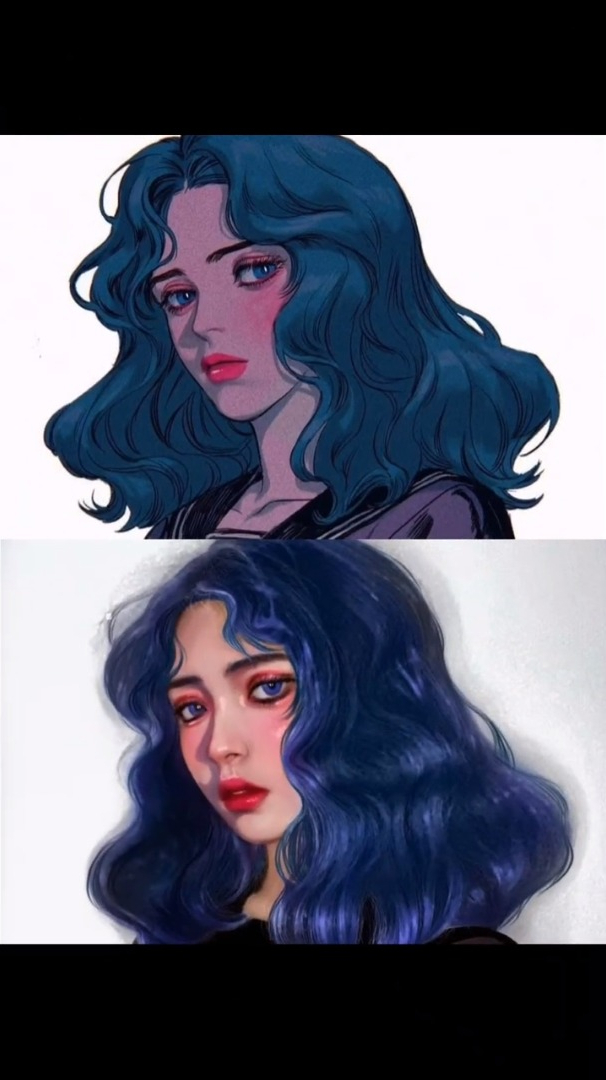 插画仿妆第二弹破次元壁仿妆看见喜欢的插画就忍不住仿呀