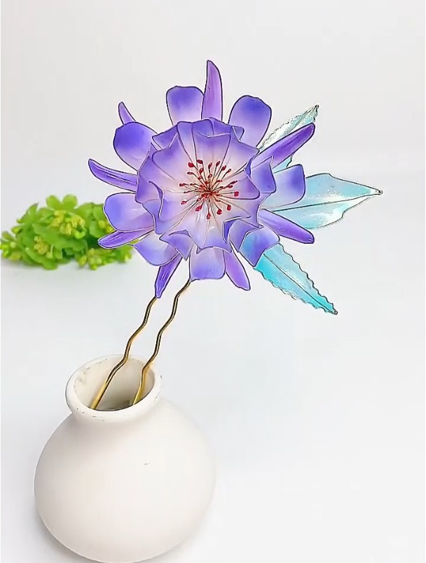 手作昙花发钗,一起动手做吧!手工饰品