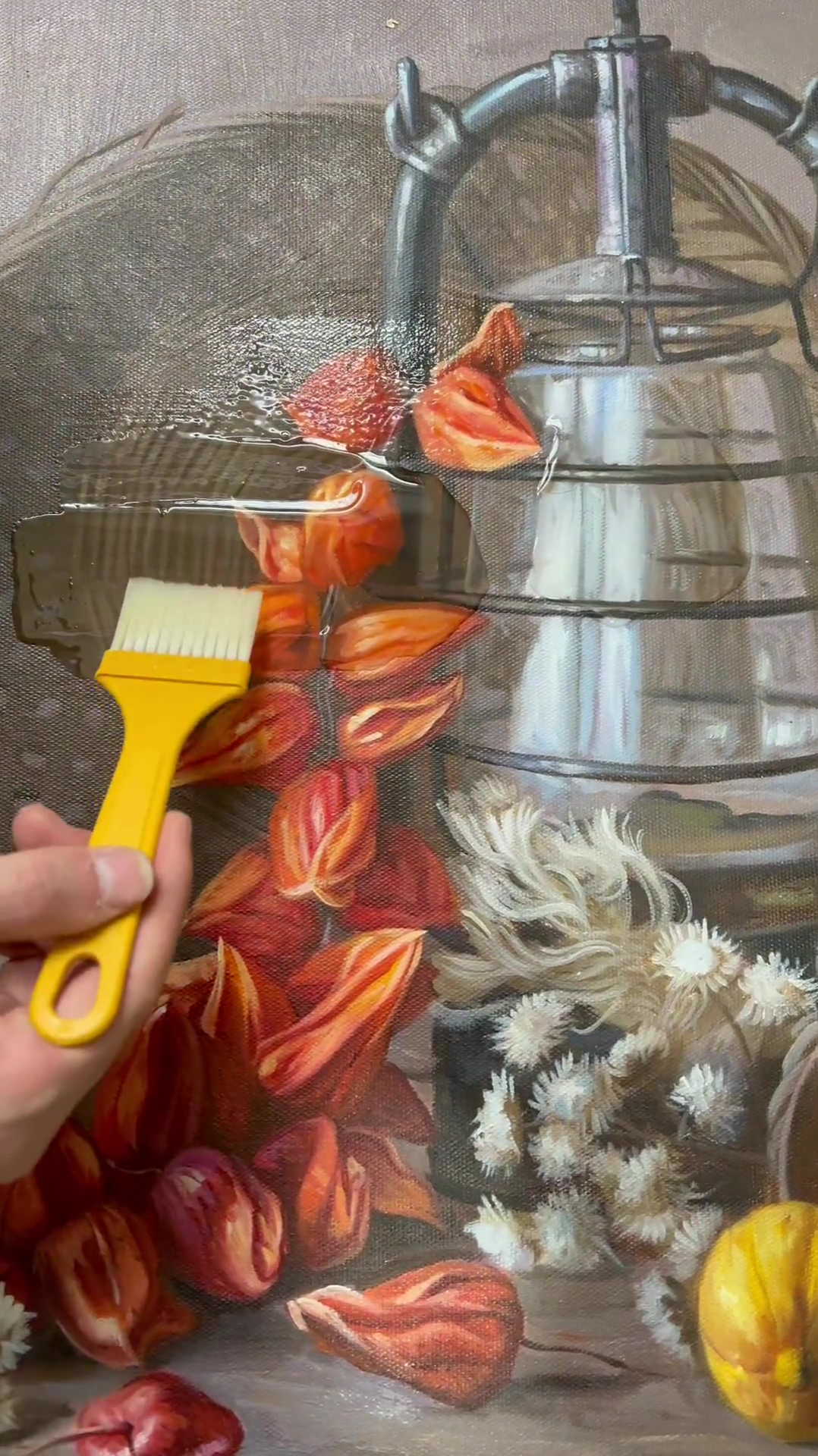 给超写实油画上光油,超写实油画-度小视