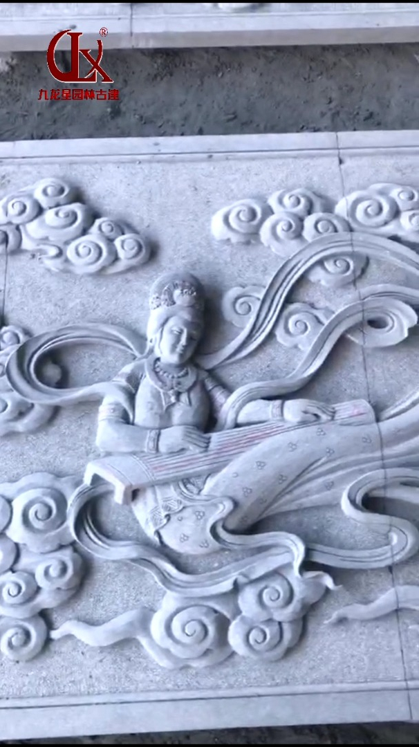飞天壁画石雕刻飞天仙女浮雕