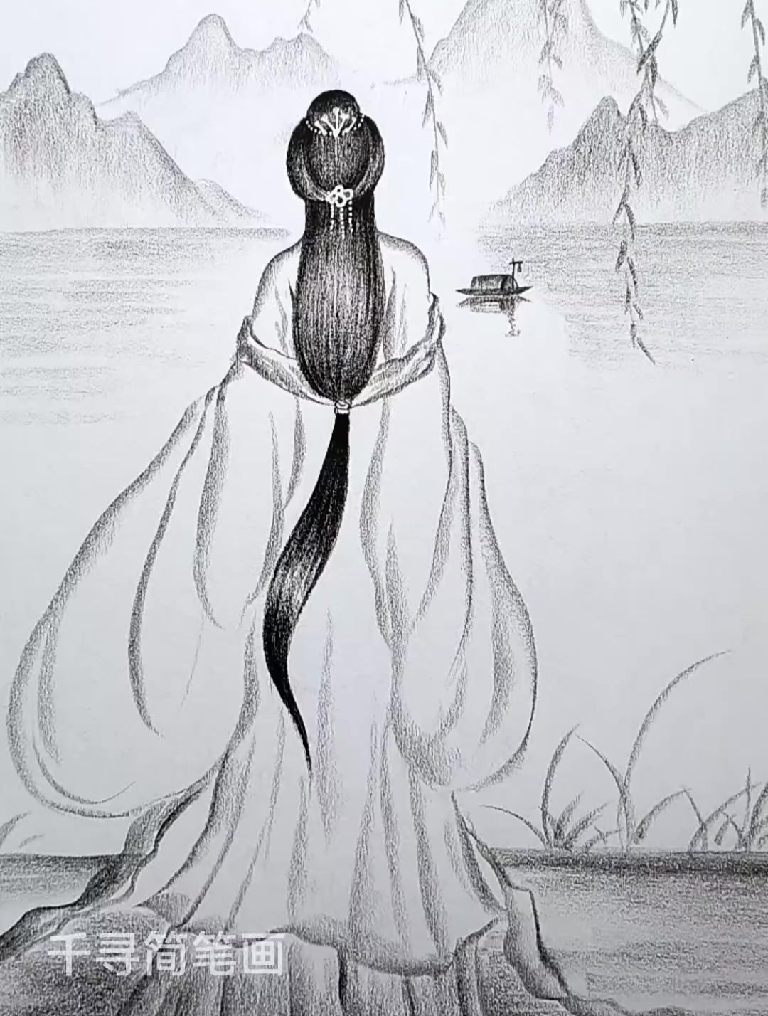 简单画古风美人背影,感谢支持与喜欢