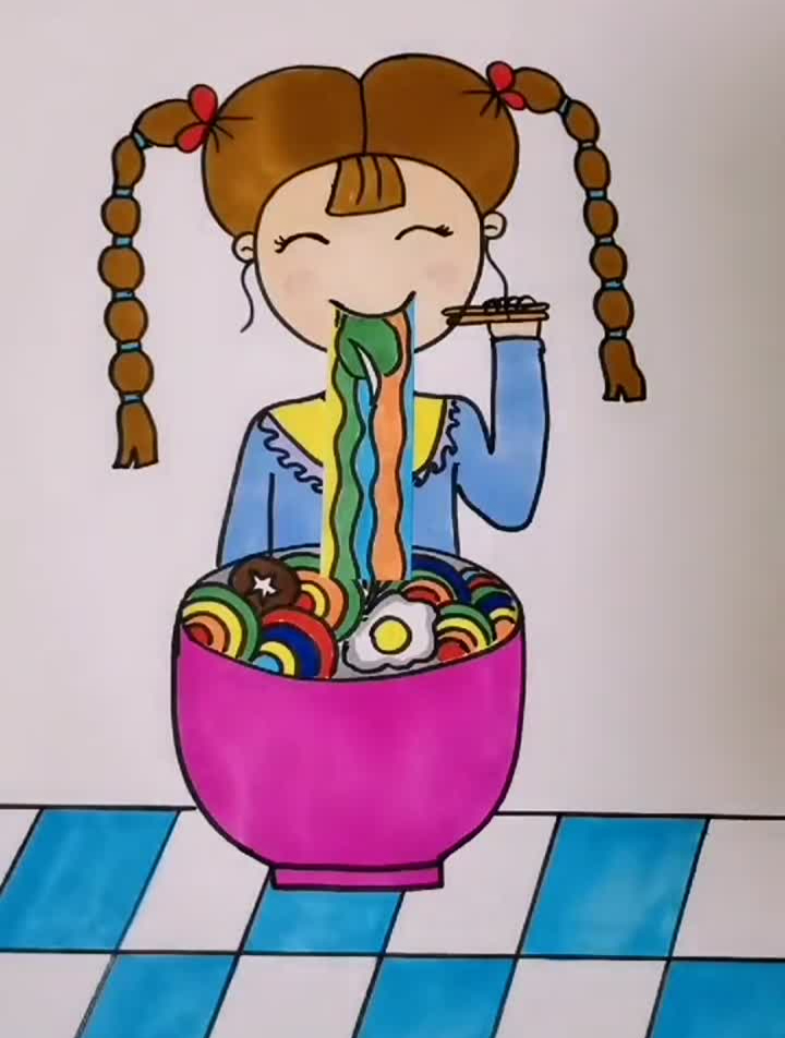 吃货进行曲,一起来吃面吧简笔画简笔画教程-度小视