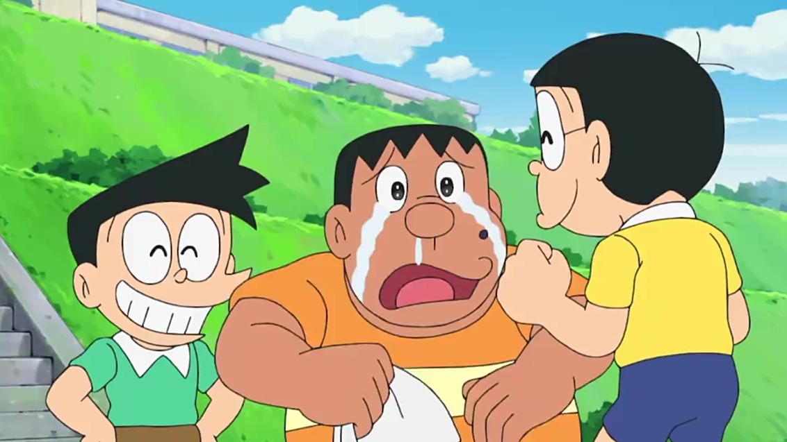 哆啦a梦:胖虎突然举止诡异,抱着这俩男的就开始亲!