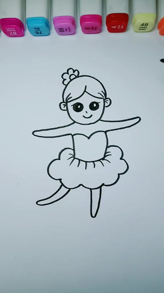 教你画一个小女孩,儿童创意画