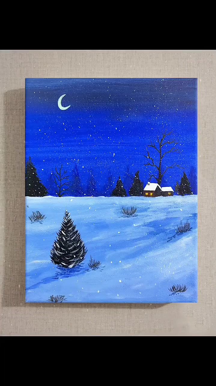 简单又好看画雪景,小白也可以画的一幅雪景