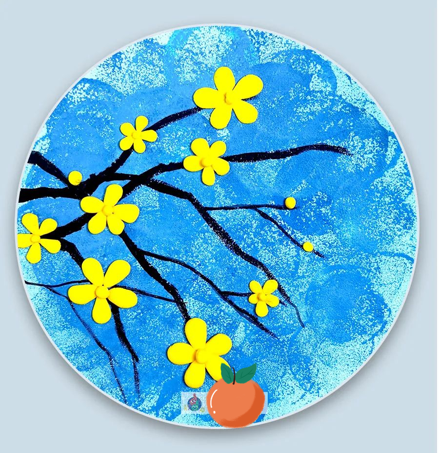 儿童画教程|手工——金黄显春意,一簇迎春花!