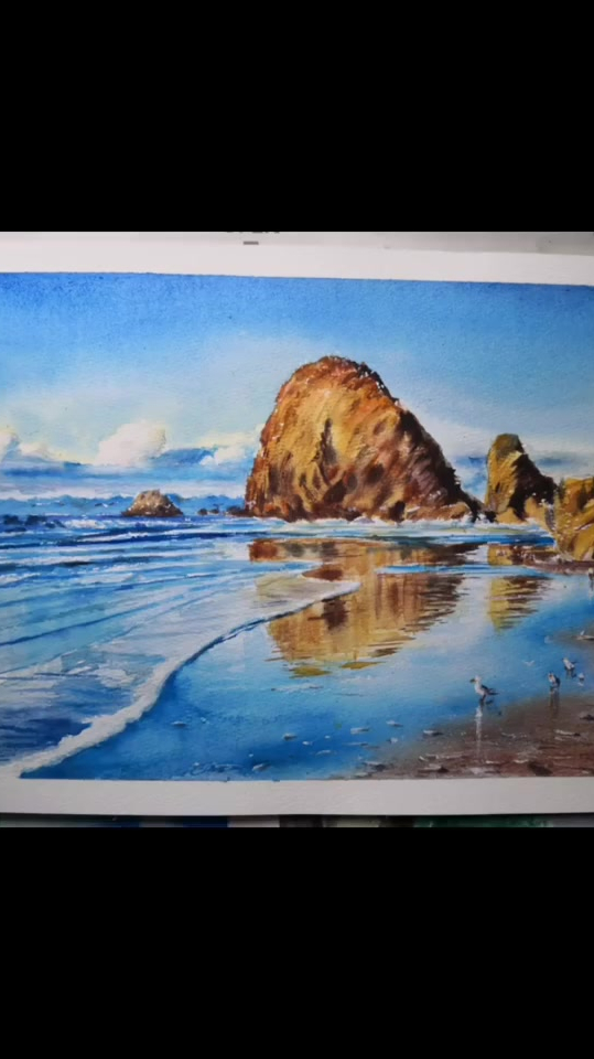 水彩风景画系列课,海景给学生示范的一幅唯美海景