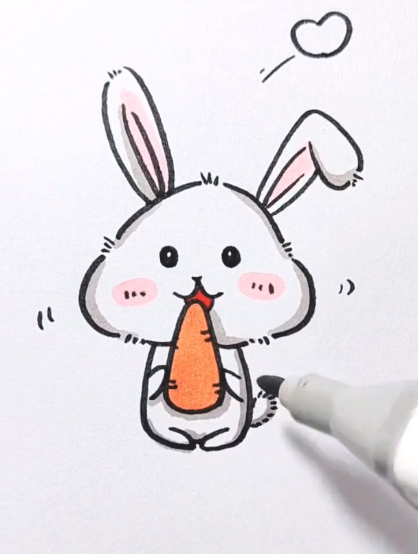 小白兔还可以这样画毛茸茸的简笔画