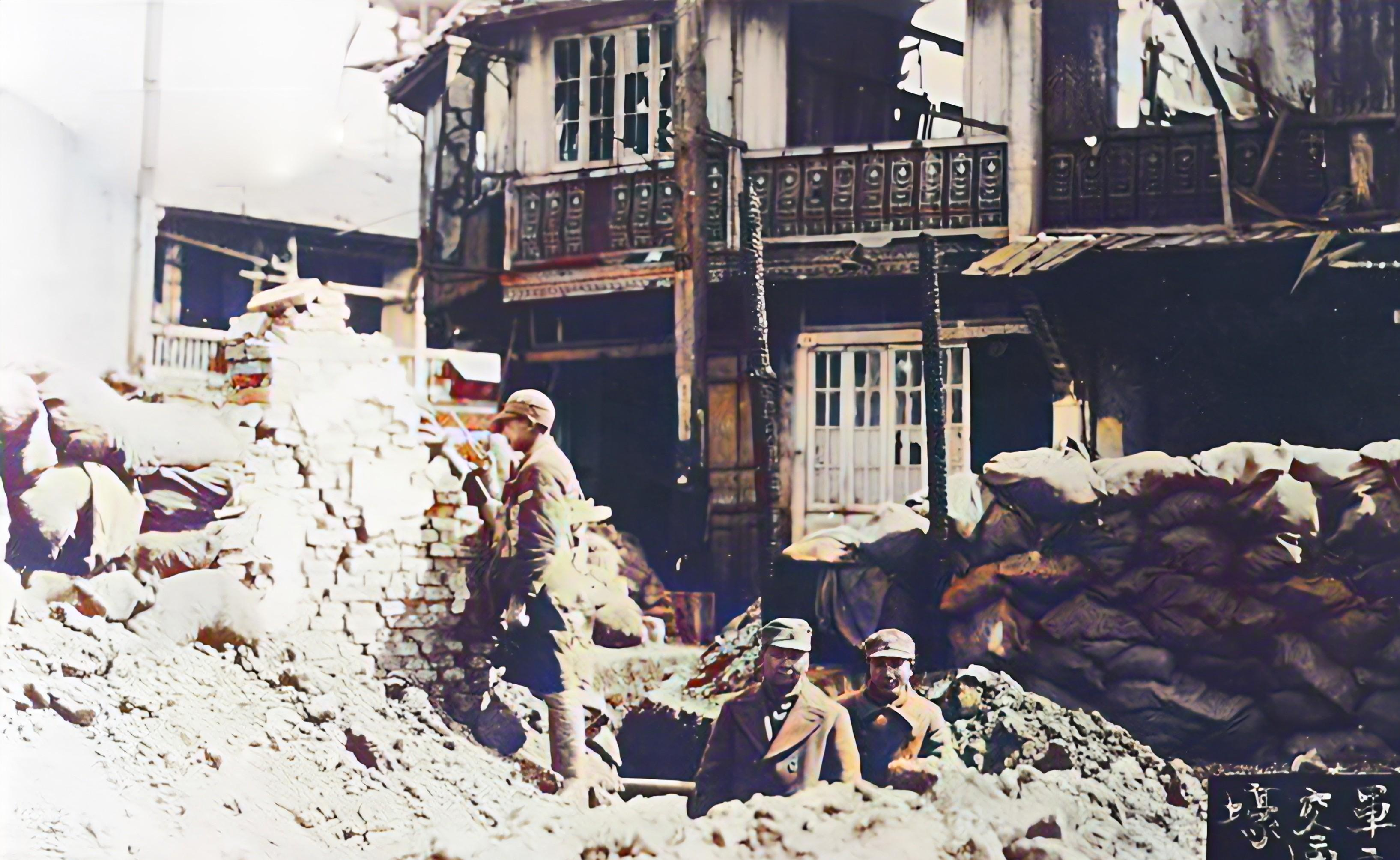 1937年淞沪会战真实影像,800壮士血战四行仓库,上海被炸成废墟